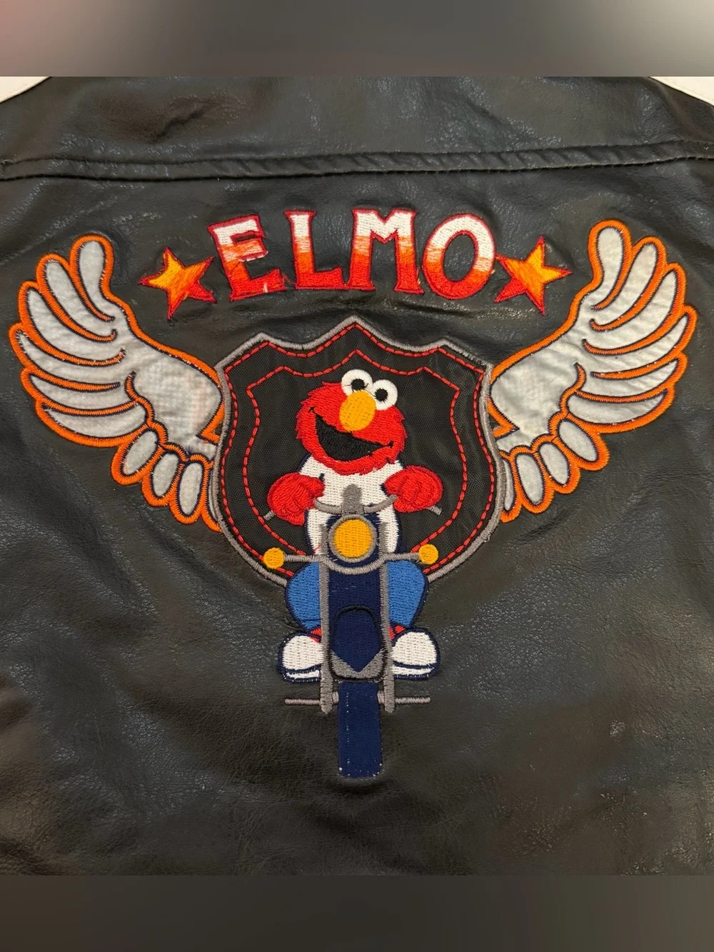 RARE Y2K Vintage Sesame Street by Nannette Elmo Moto Jacket Size 18 months